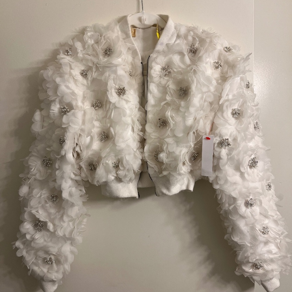 NWT Alice + Olivia Floral Appliqué Jacket